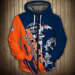 Denver Broncos 1 Zip Hoodie 3D