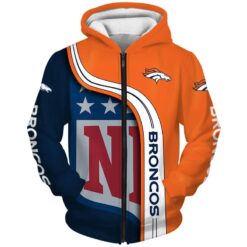 Denver Broncos 2 Zip Hoodie 3D