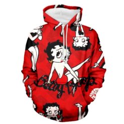 Betty Boop Red Zip Hoodie 3D