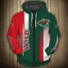 Minnesota Wild 3 Zip Hoodie 3D