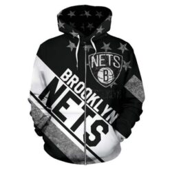 Booklyn Nets Zip Hoodie 3D