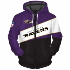 Baltimore Ravens Zip Hoodie 3D