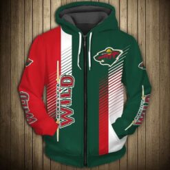 Minnesota Wild Zip Hoodie 3D