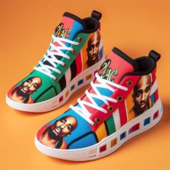 2 Pac Blue X Green High Top Shoes