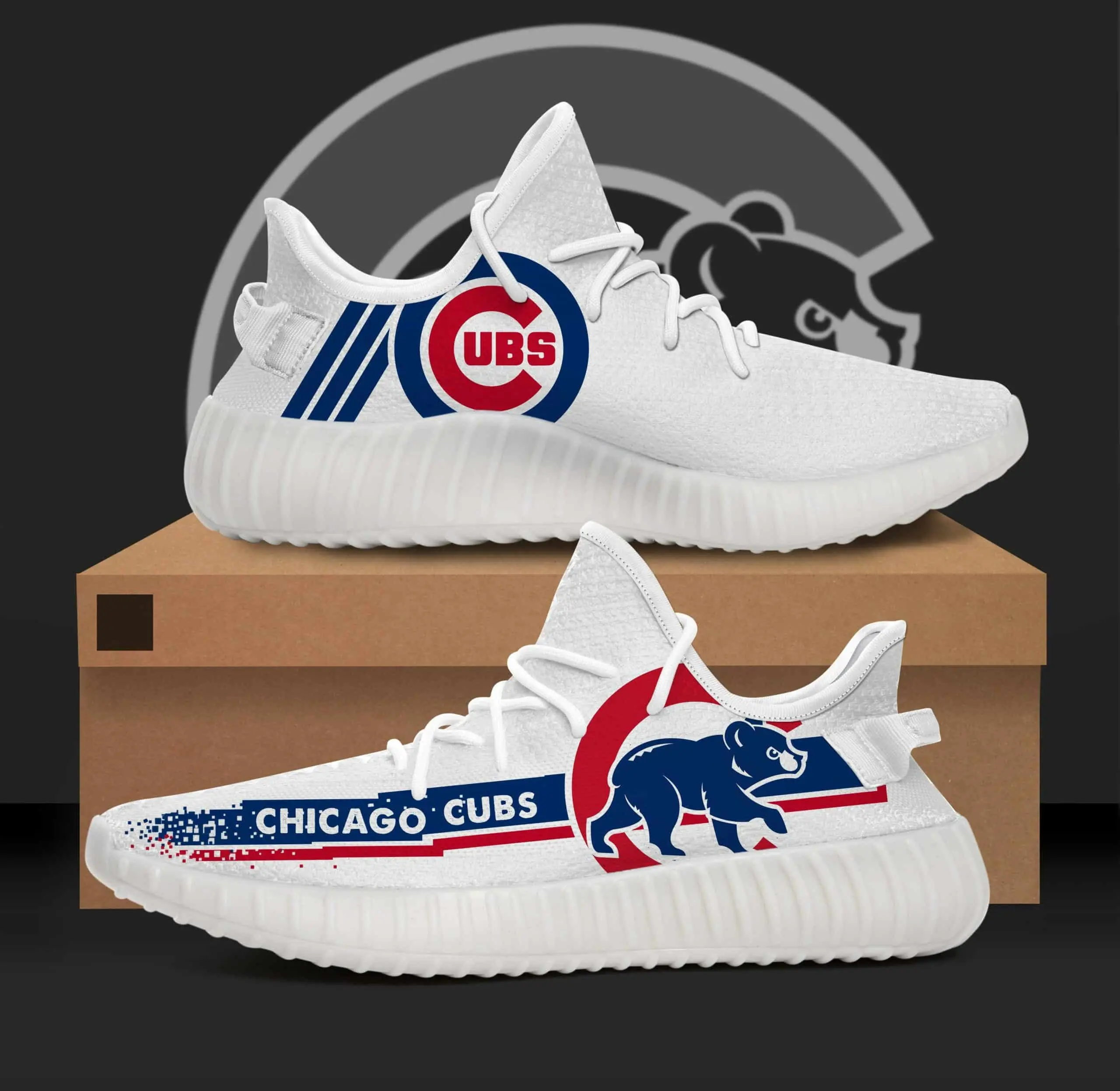 Chicago Cubs White Yeezy Shoes